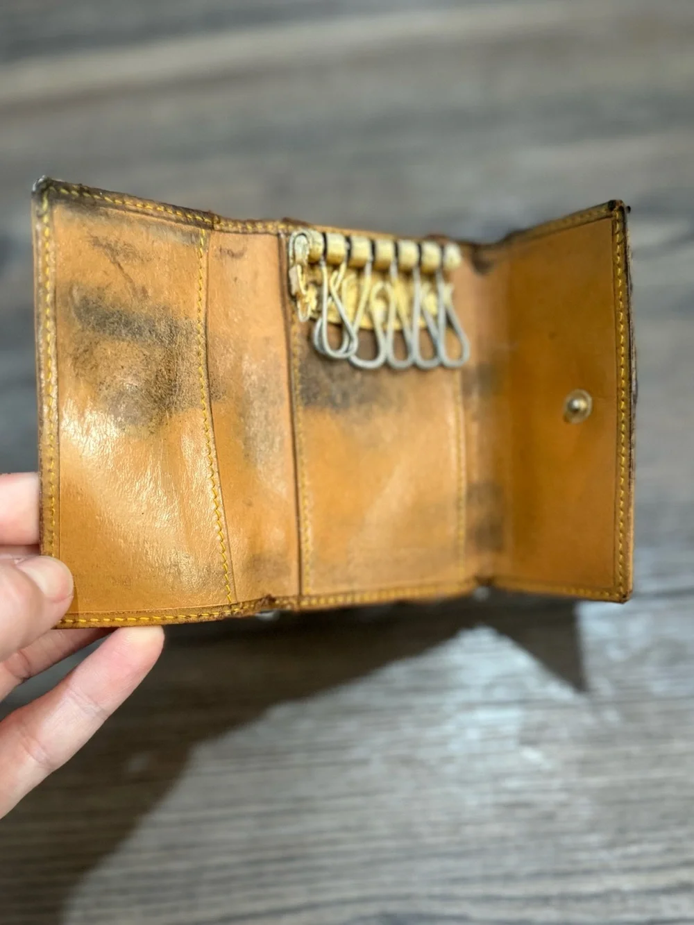 Vintage Hunting World Black Safari Key Holder Wallet Made In Italy 6 Hook Rare